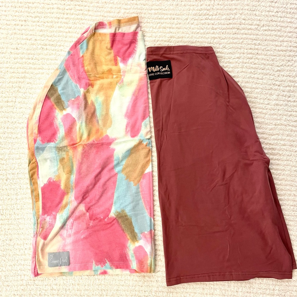 Multicolored Watercolor Wrap & Burgundy Skirt Set